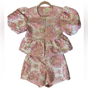 Flora Bea NYC Pink Brocade Set
